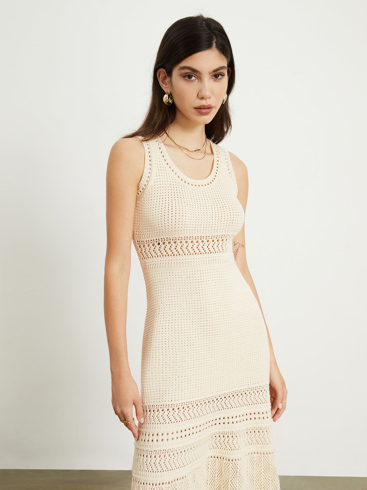 Aribella Crochet Eyelet Midi Dress sold by COMMENSE product image thumbnail 5