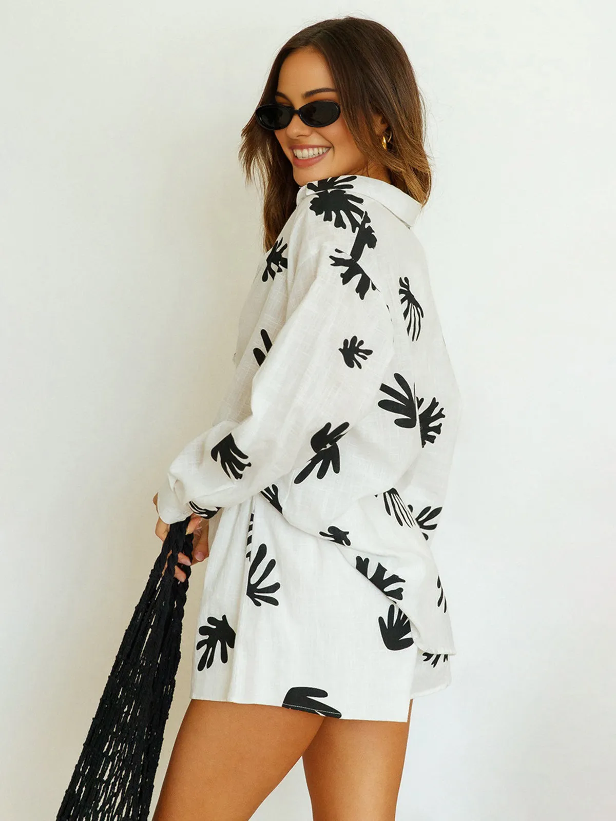 Chill Life Plant Print Shorts Set sold by COMMENSE product image thumbnail 4