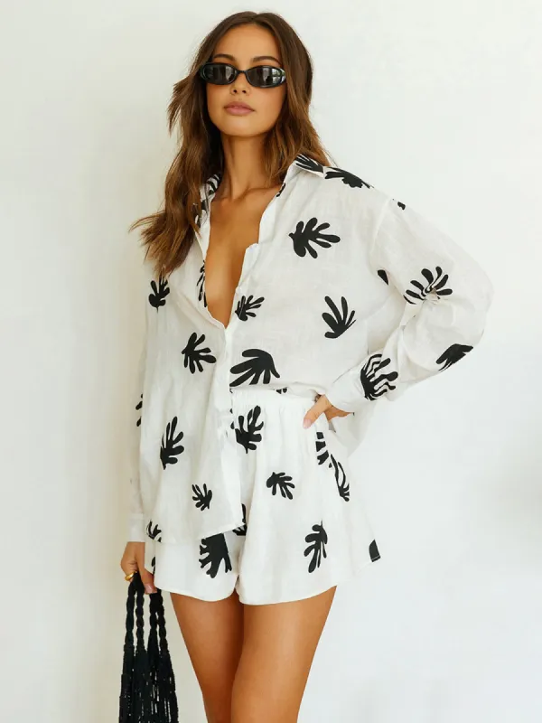 Chill Life Plant Print Shorts Set sold by COMMENSE