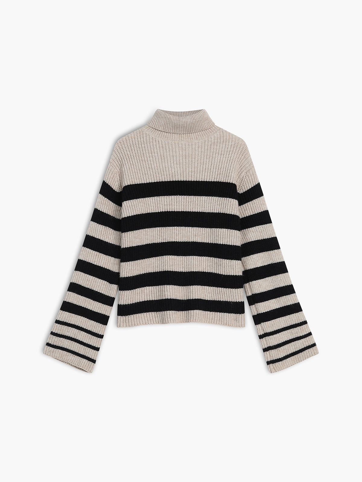 Latest And Greatest Mock Neck Stripe Sweater sold by COMMENSE