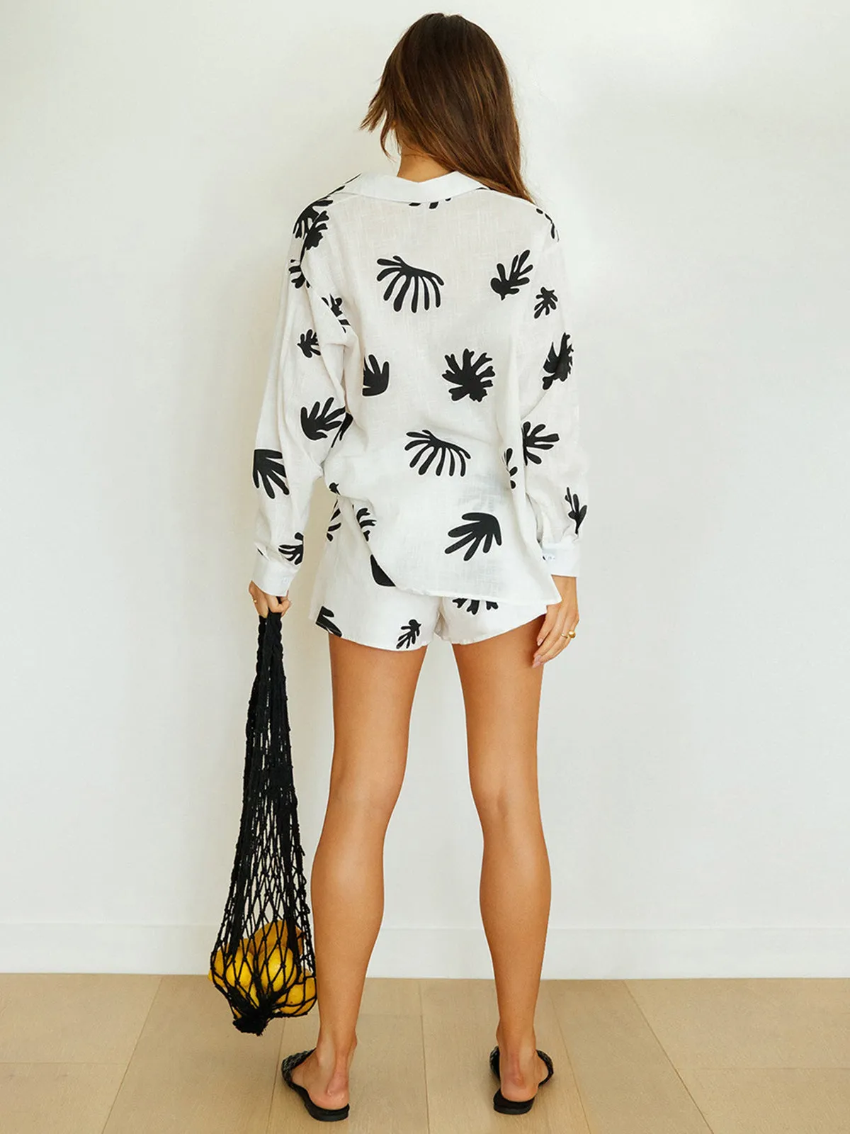 Chill Life Plant Print Shorts Set sold by COMMENSE product image thumbnail 5