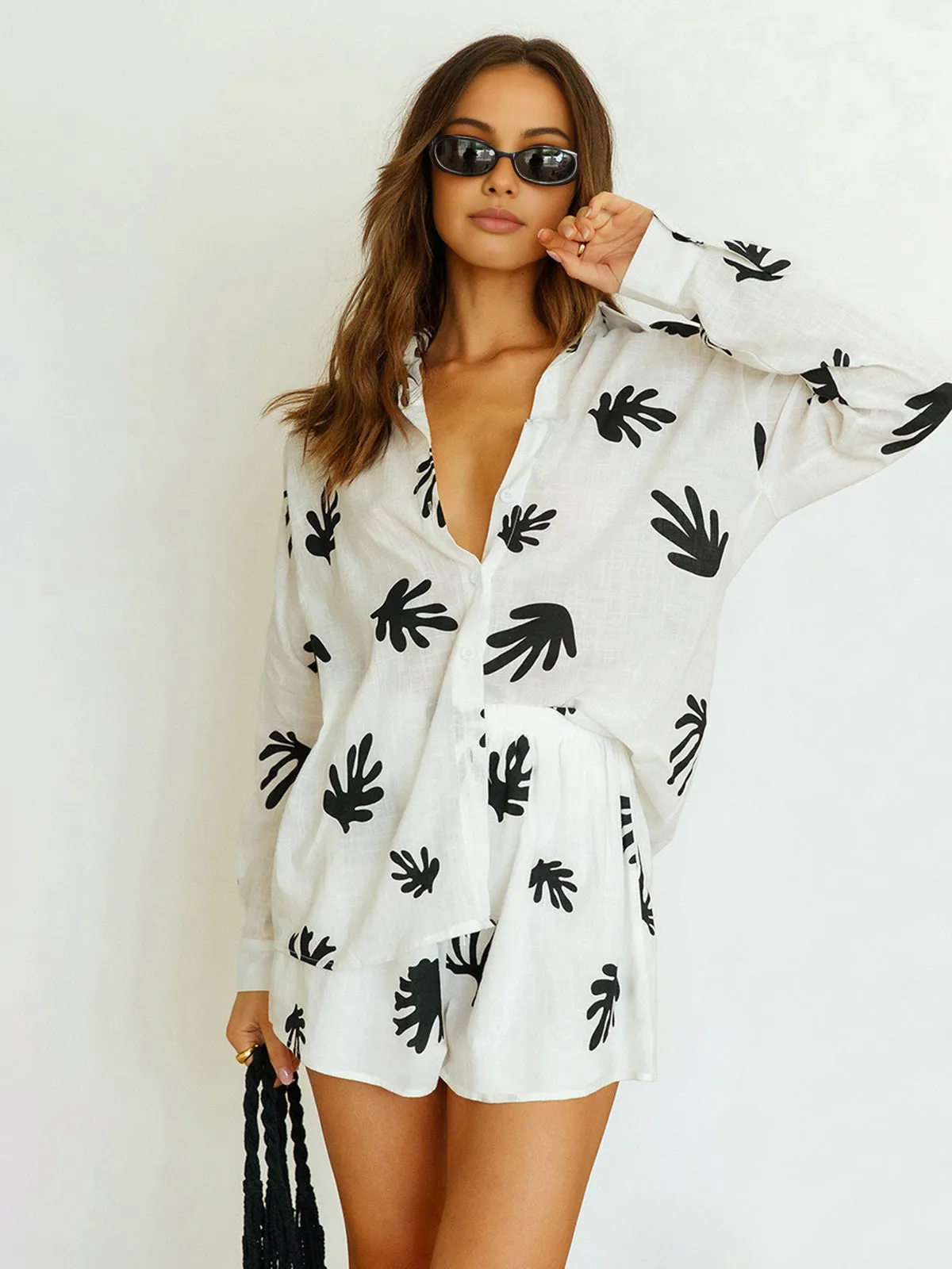 Chill Life Plant Print Shorts Set sold by COMMENSE product image thumbnail 2