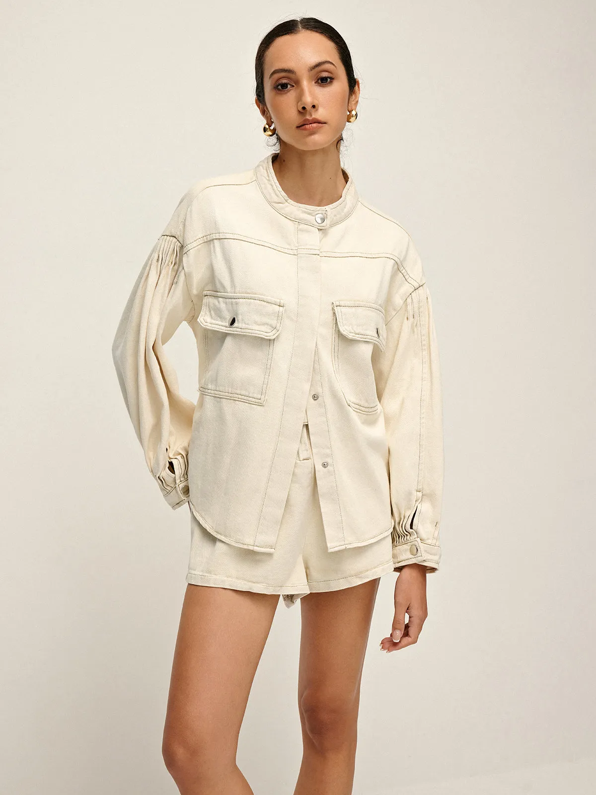 Plain Zipper Belted Shorts sold by COMMENSE product image thumbnail 4