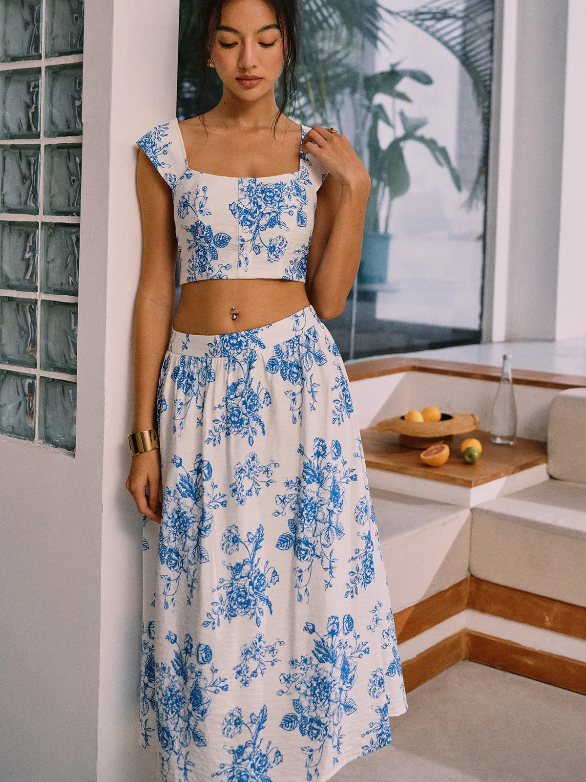 Floral Print Cotton Blends Skirt Set sold by COMMENSE product image thumbnail 3