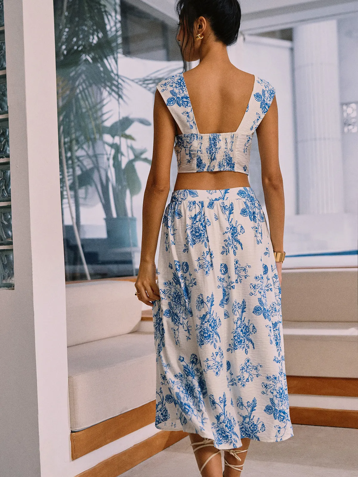 Floral Print Cotton Blends Skirt Set sold by COMMENSE product image thumbnail 4