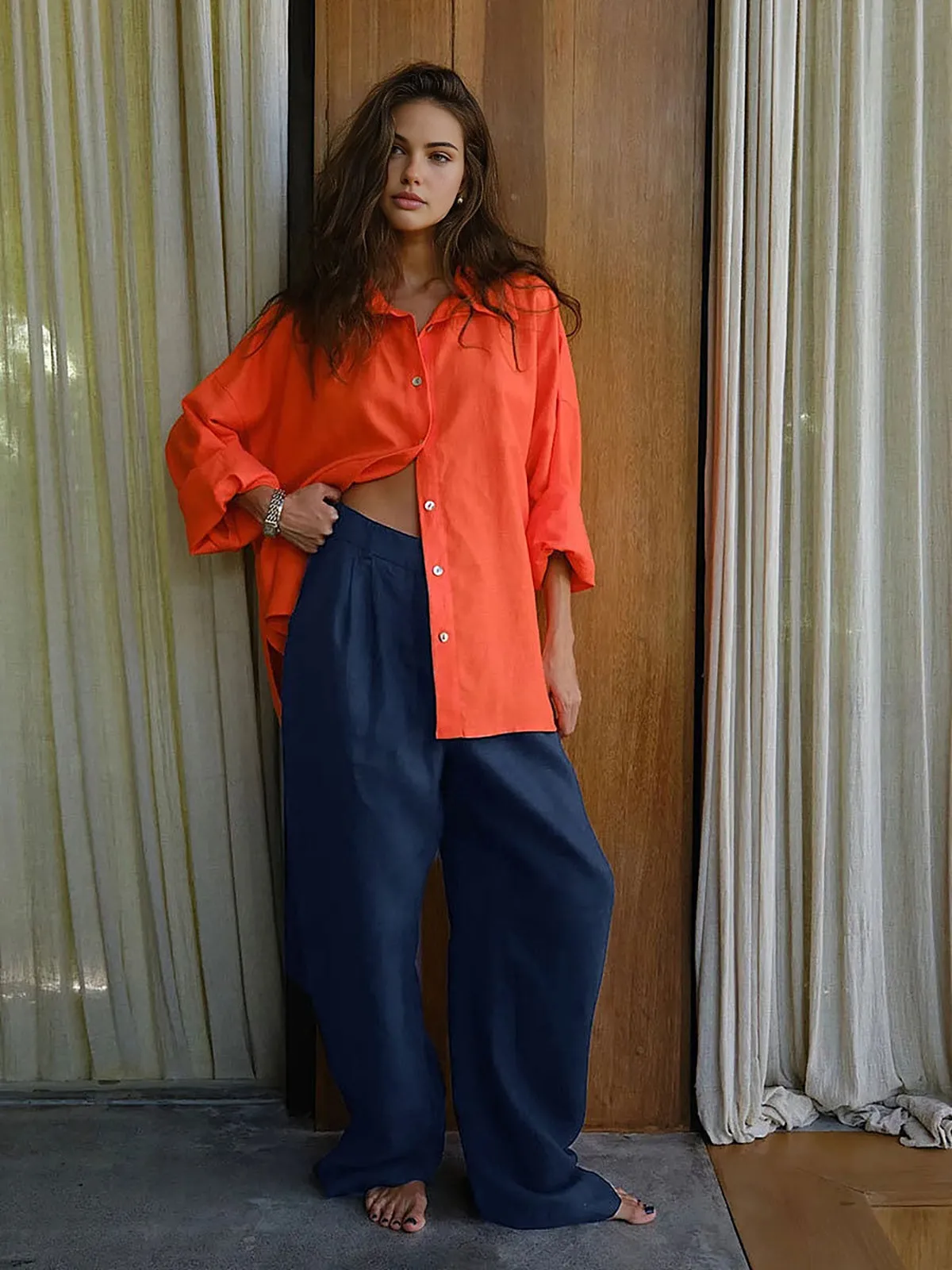 Cotton & Linen Wide Leg Pants sold by COMMENSE product image thumbnail 2