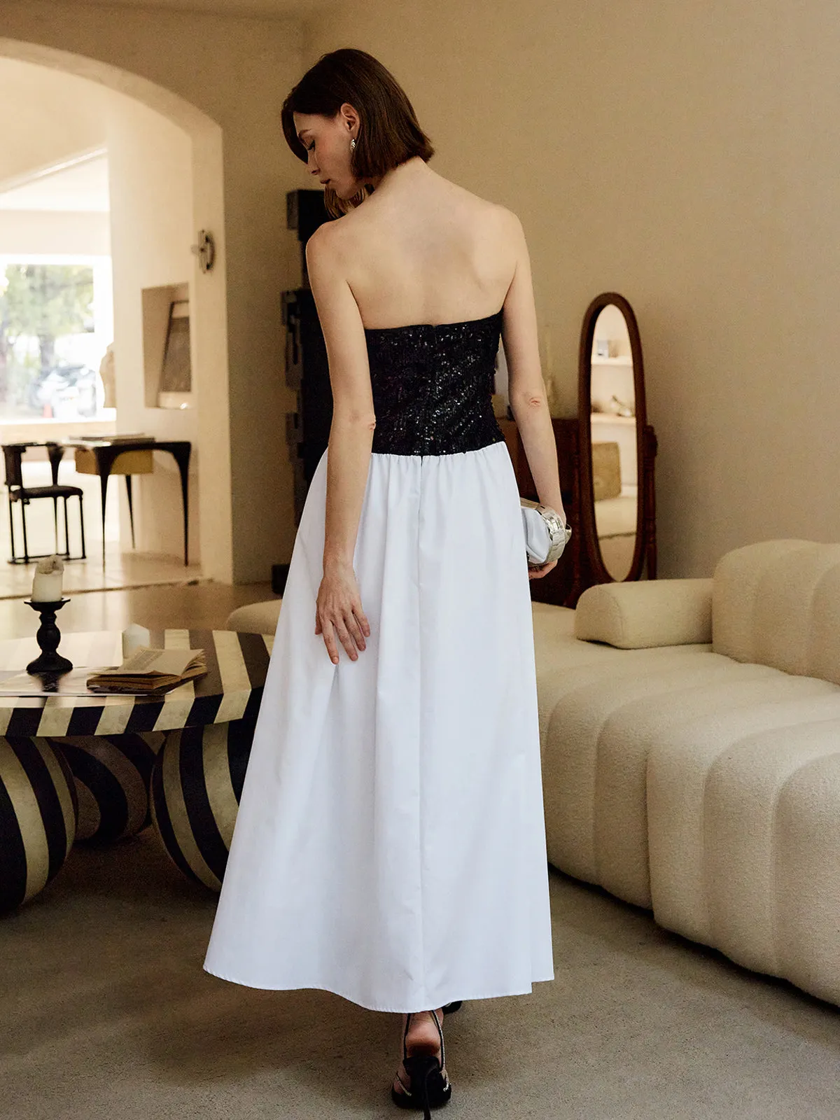 Pleated Sequins Tube Long Dress sold by COMMENSE product image thumbnail 3