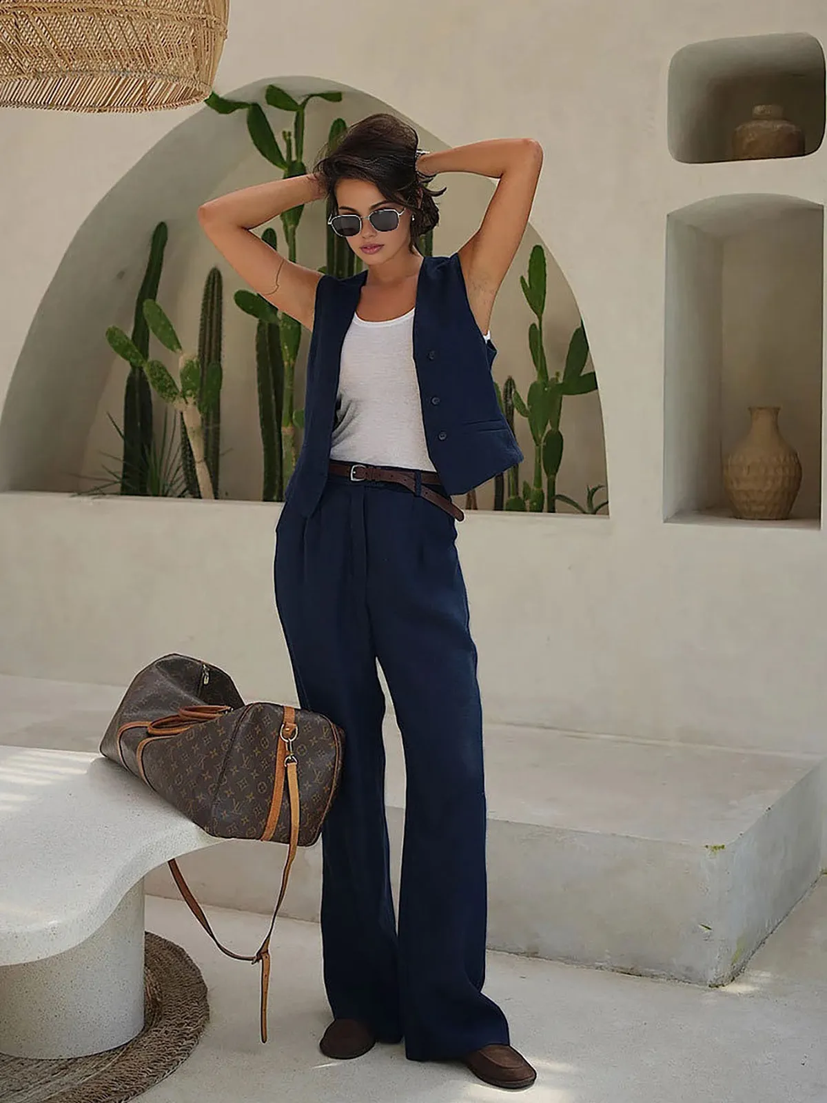 Cotton & Linen Wide Leg Pants sold by COMMENSE product image thumbnail 3