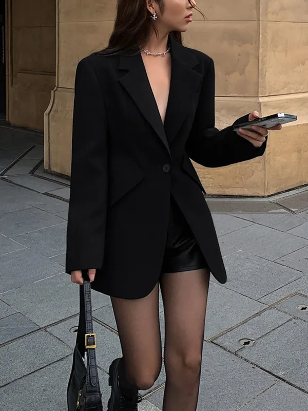 Solid Split Back Pocket Blazer sold by COMMENSE