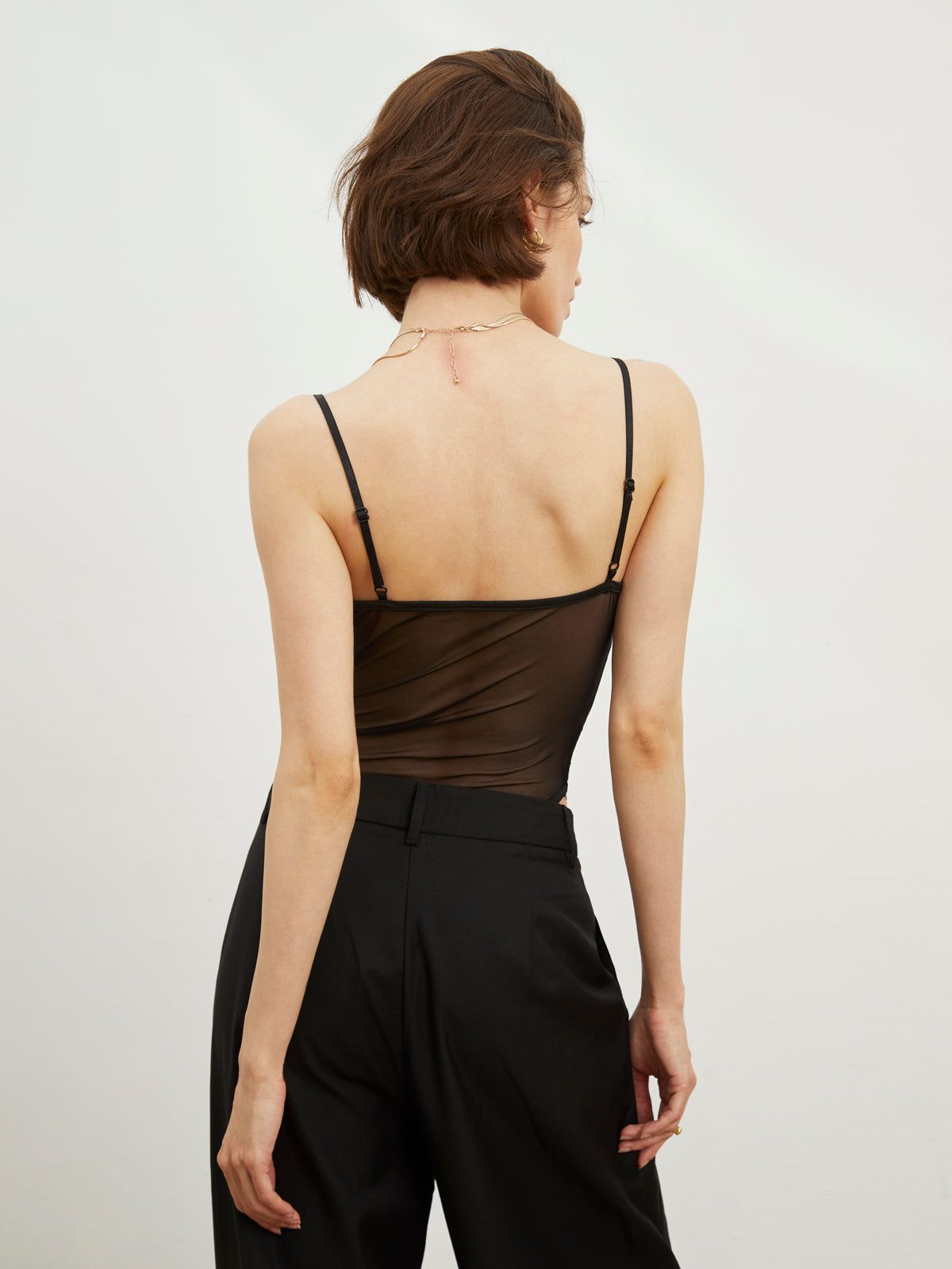 Floral Lace Mesh Cutout Bodysuit sold by COMMENSE product image thumbnail 4