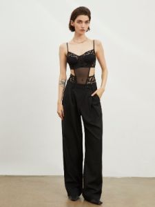 Floral Lace Mesh Cutout Bodysuit sold by COMMENSE