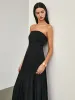 Solid Pleated Tube Long Dress sold by COMMENSE