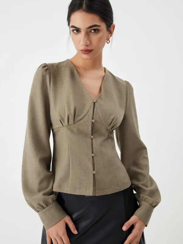Old Money Bishop Sleeve Blouse sold by COMMENSE