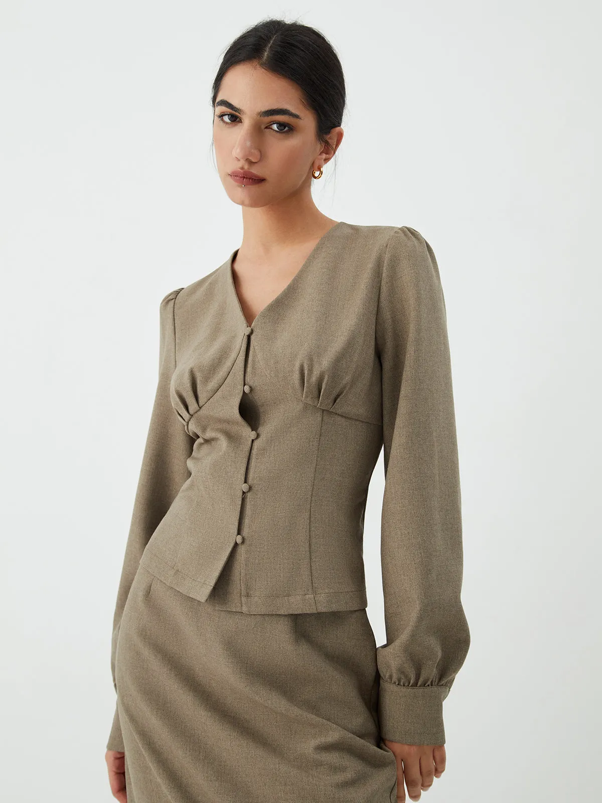 Old Money Bishop Sleeve Blouse sold by COMMENSE product image thumbnail 2