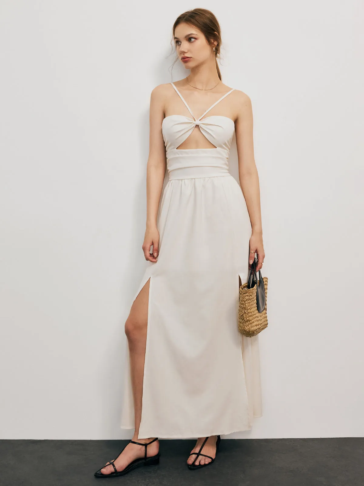 Romantic Backless Cutout Split Halter Long Dress sold by COMMENSE product image thumbnail 4