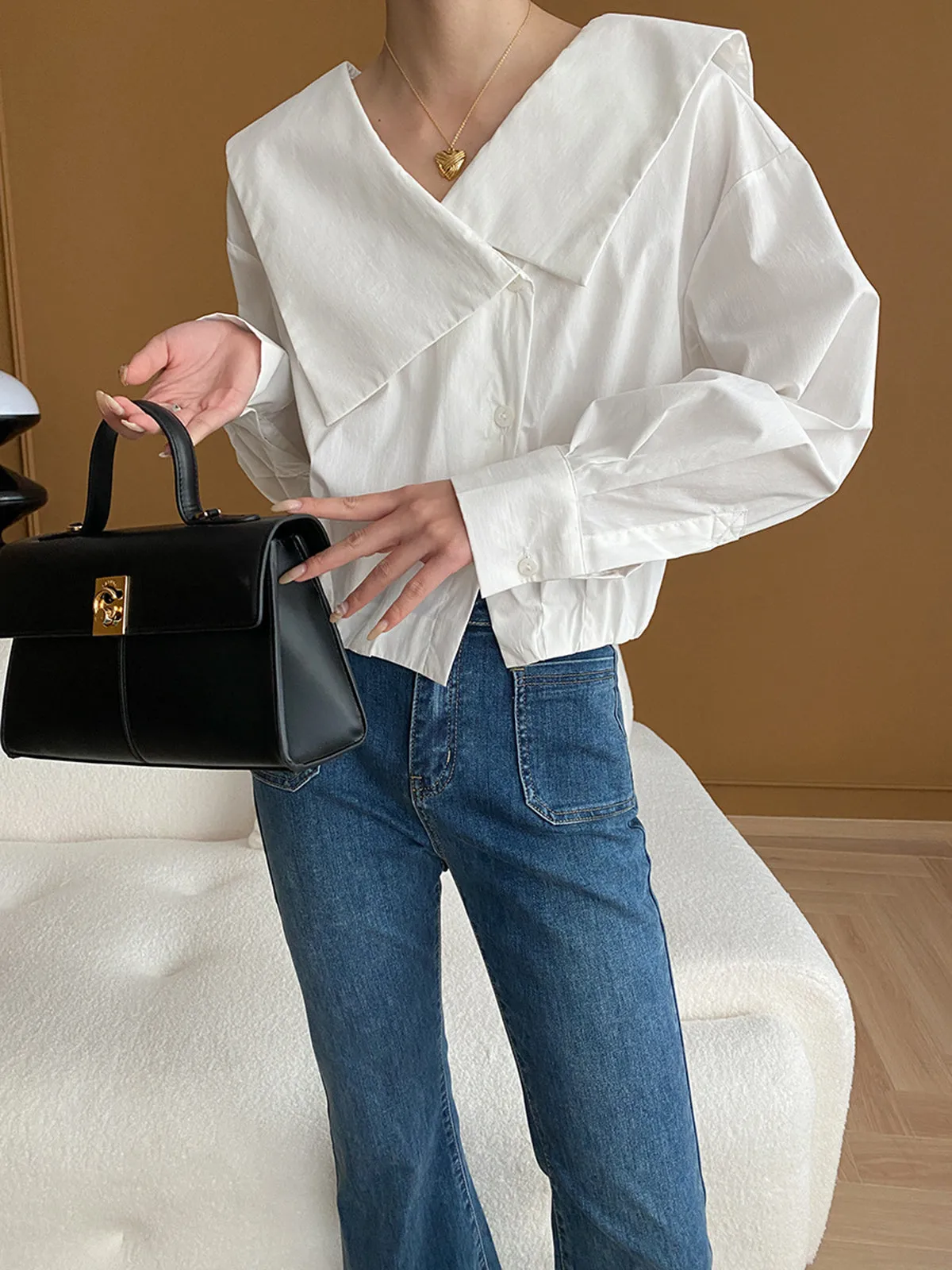 Asymmetrical Collar Blouse sold by COMMENSE product image thumbnail 3