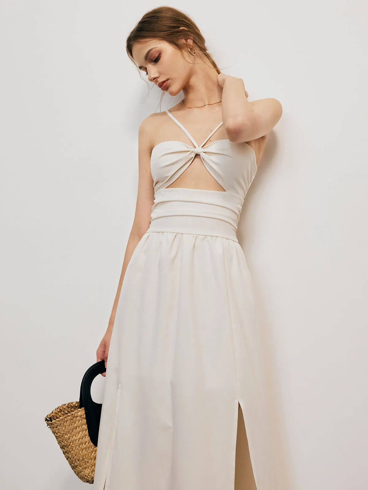 Romantic Backless Cutout Split Halter Long Dress sold by COMMENSE product image thumbnail 5