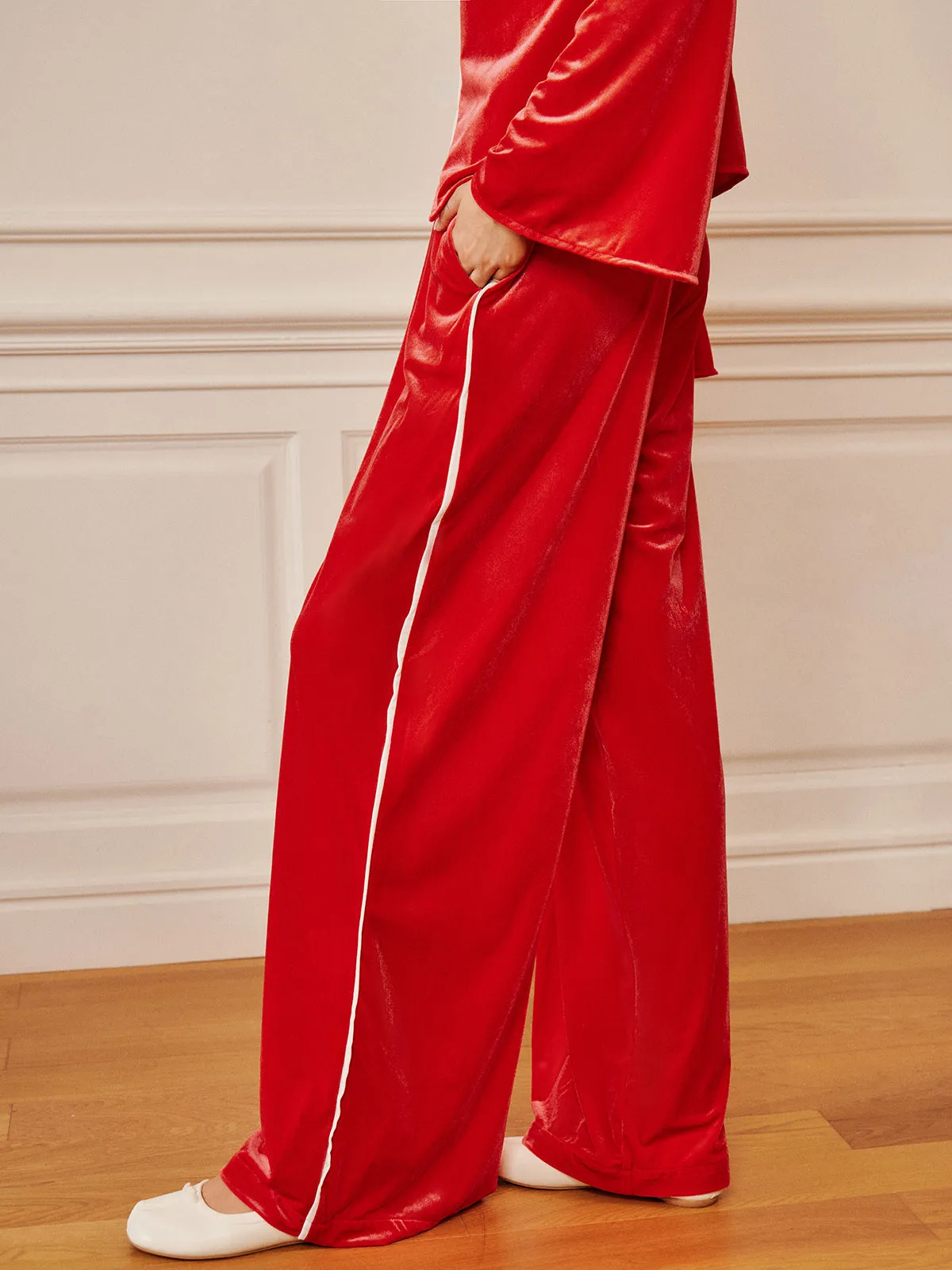 Velvet Lace Up Draped Pants Set sold by COMMENSE product image thumbnail 5