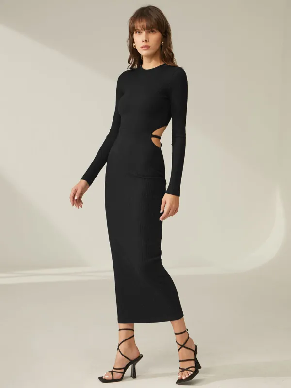 Long Sleeve Back Strap Full Dress sold by COMMENSE