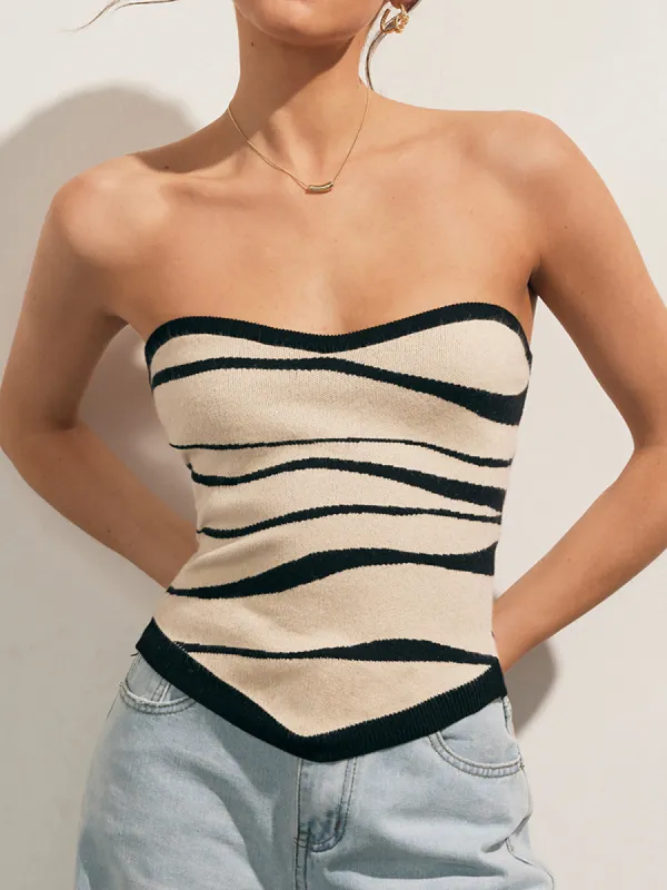Two-Tone Waves Tube Knit Top made by COMMENSE