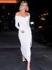 Off Shoulder Ruched Overfold Maxi Dress sold by COMMENSE