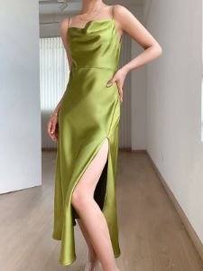 Cowl Neck Slip Satin Midi Dress sold by COMMENSE