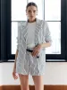 Pinstripe Belted Pockets Pants Set sold by COMMENSE