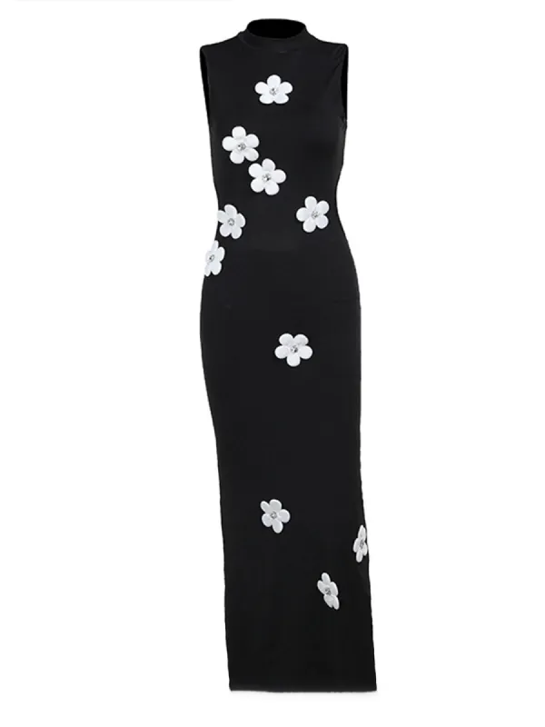 Mock Neck 3D Flower Cutout Dress sold by COMMENSE