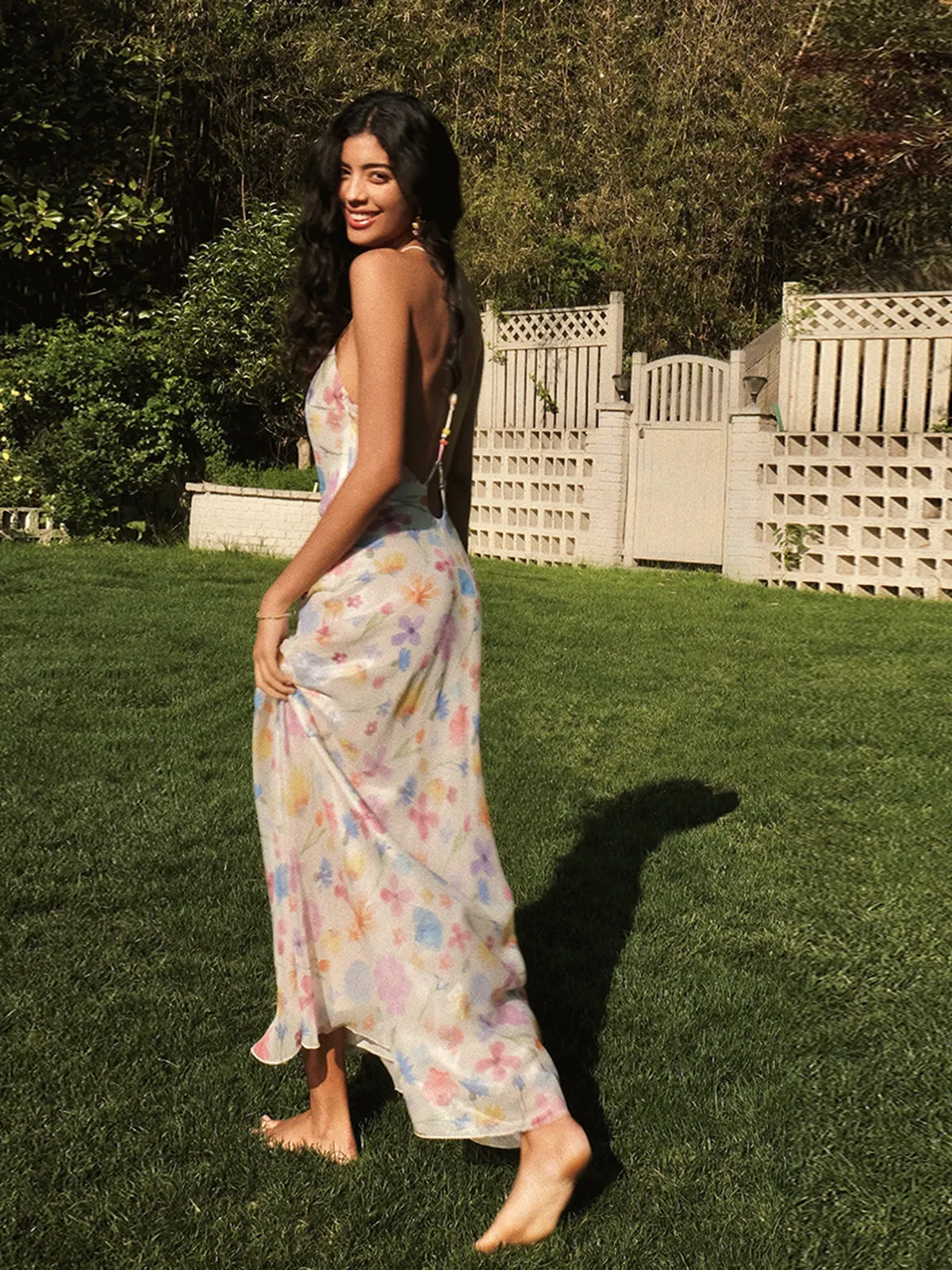 Chiffon Backless Floral Dress sold by COMMENSE product image thumbnail 2