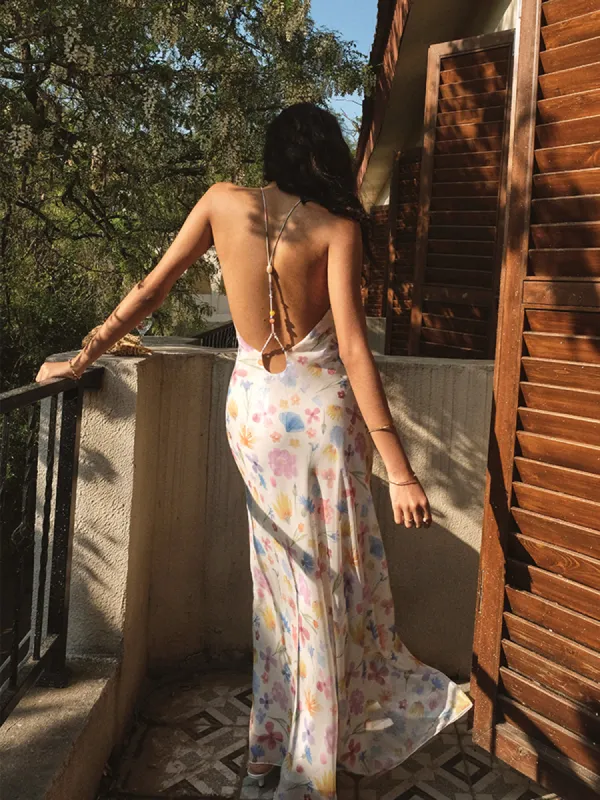 Chiffon Backless Floral Dress sold by COMMENSE
