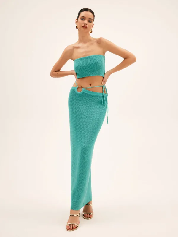 Seagrass Knotted Split Sweater Set sold by COMMENSE