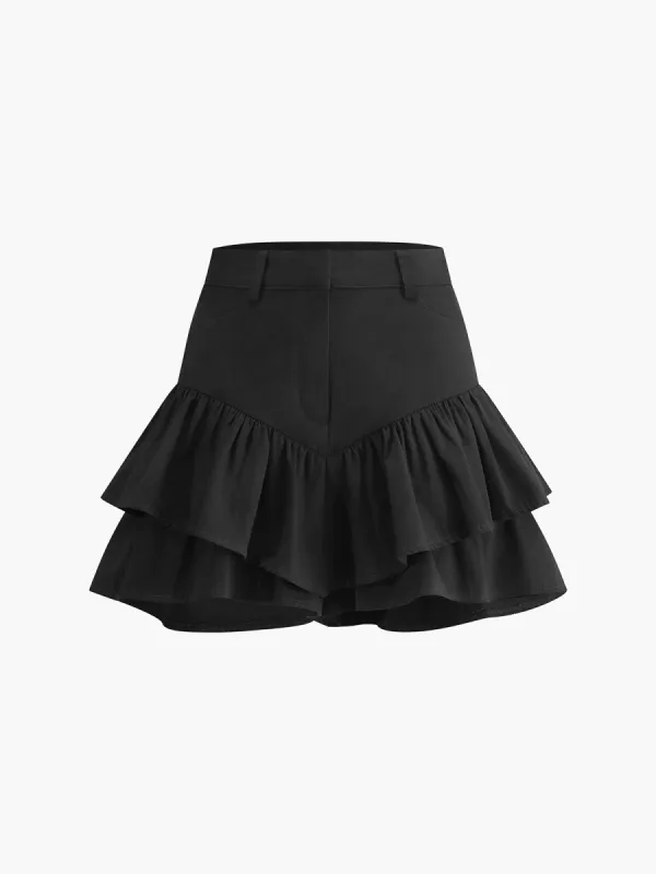 A-Line Pleated Short Skirt sold by COMMENSE