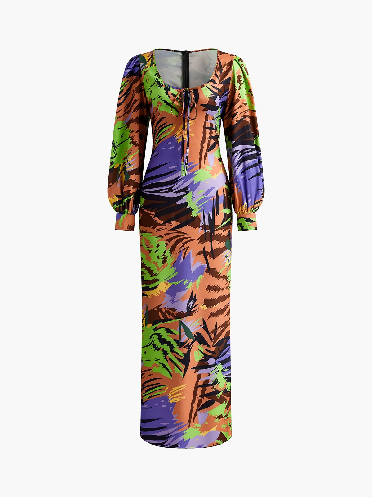 Print Cutout Zipper Dress sold by COMMENSE