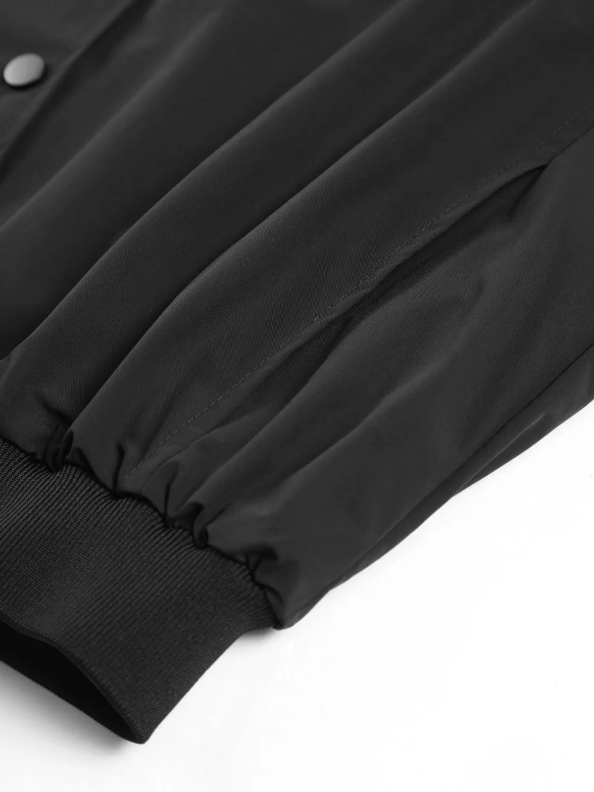 Rib Trim Crop Bomber Jacket sold by COMMENSE product image thumbnail 4