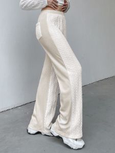 Cable Knit Wide Leg Pants sold by COMMENSE