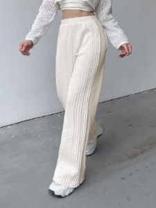 Cable Knit Wide Leg Pants sold by COMMENSE
