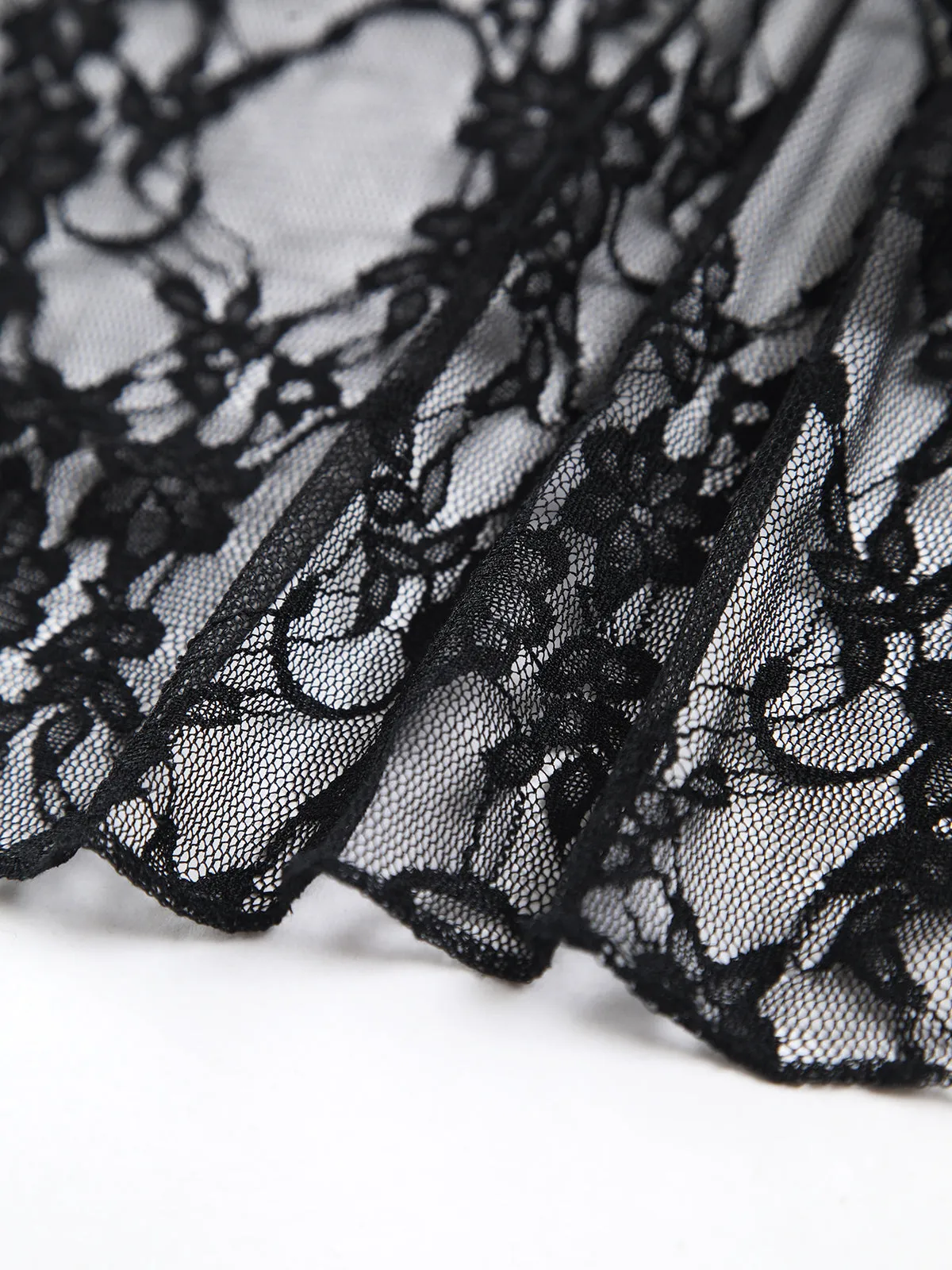 Lace V-Neck Knotted Long Sleeve Blouse sold by COMMENSE product image thumbnail 4