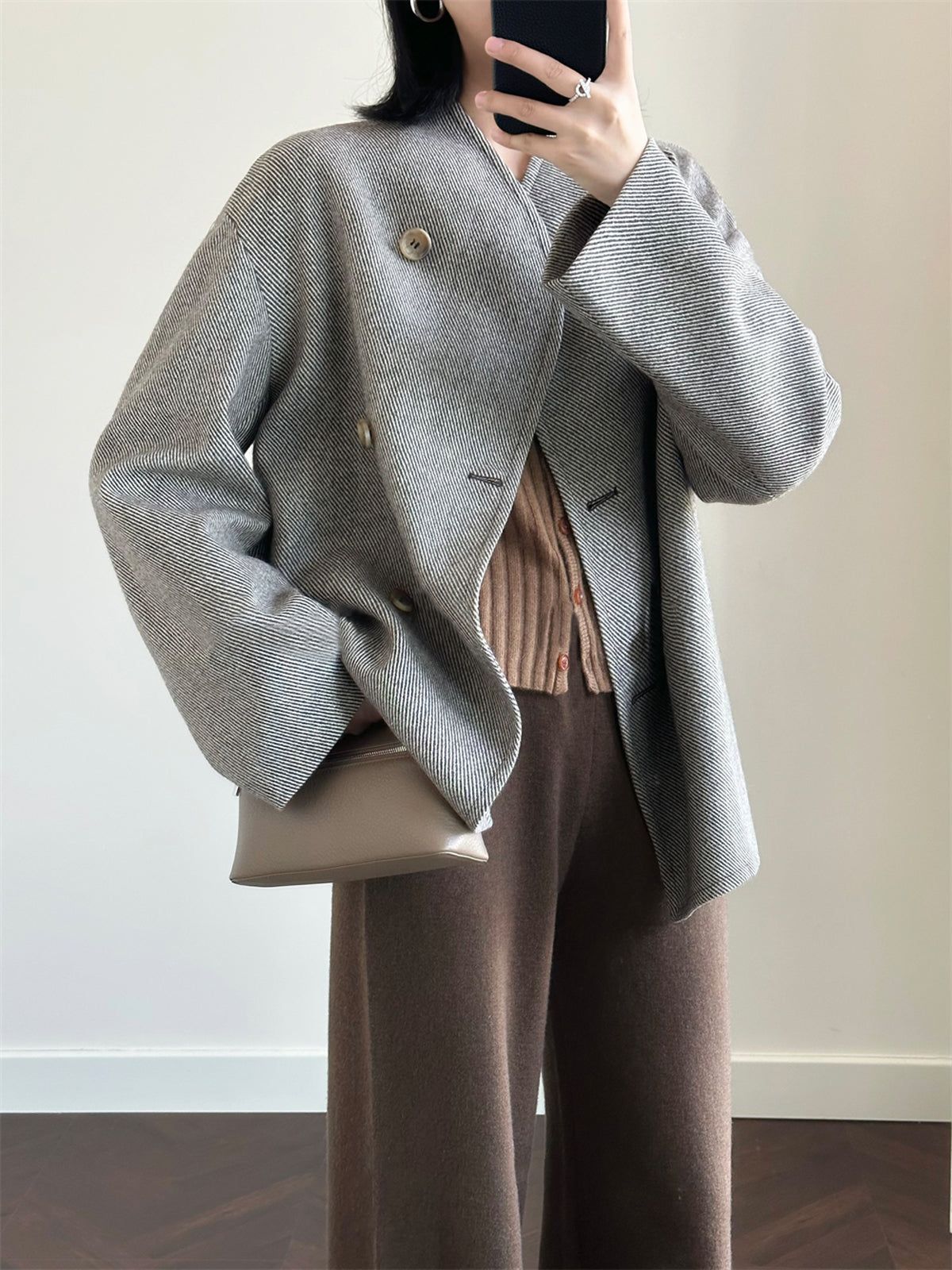 Casual Button Tweed Jacket sold by COMMENSE product image thumbnail 4