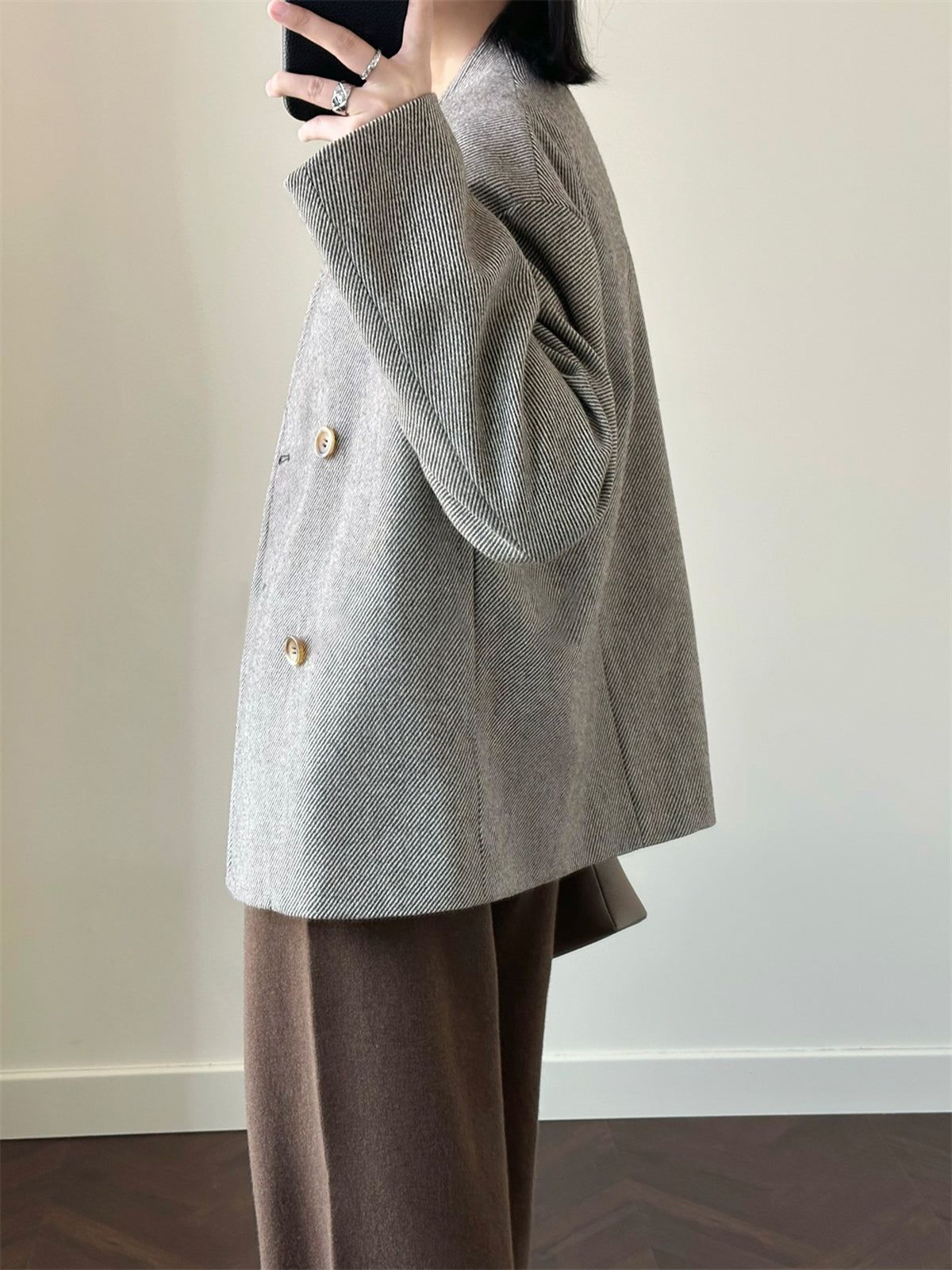 Casual Button Tweed Jacket sold by COMMENSE product image thumbnail 5