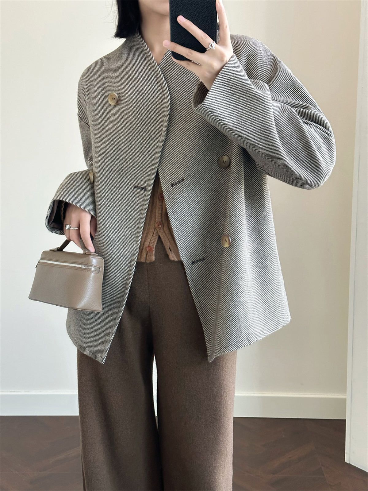 Casual Button Tweed Jacket sold by COMMENSE product image thumbnail 2