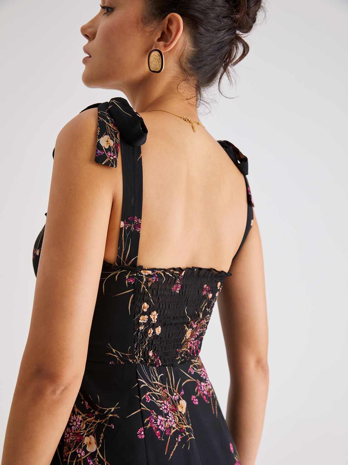 Ruffle Ditsy Floral Midi Dress sold by COMMENSE product image thumbnail 8