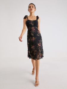 Ruffle Ditsy Floral Midi Dress sold by COMMENSE
