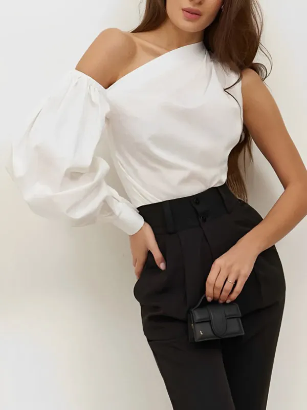 Asymmetrical Off Shoulder Blouse made by COMMENSE