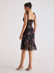Ruffle Ditsy Floral Midi Dress sold by COMMENSE