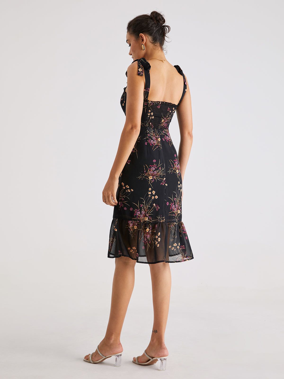 Ruffle Ditsy Floral Midi Dress sold by COMMENSE product image thumbnail 7