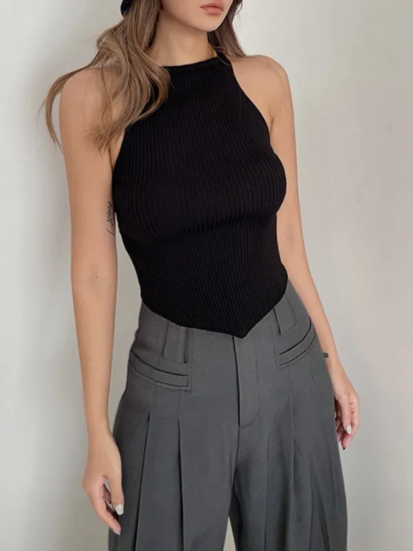Basic Ribbed Sweater Vest sold by COMMENSE