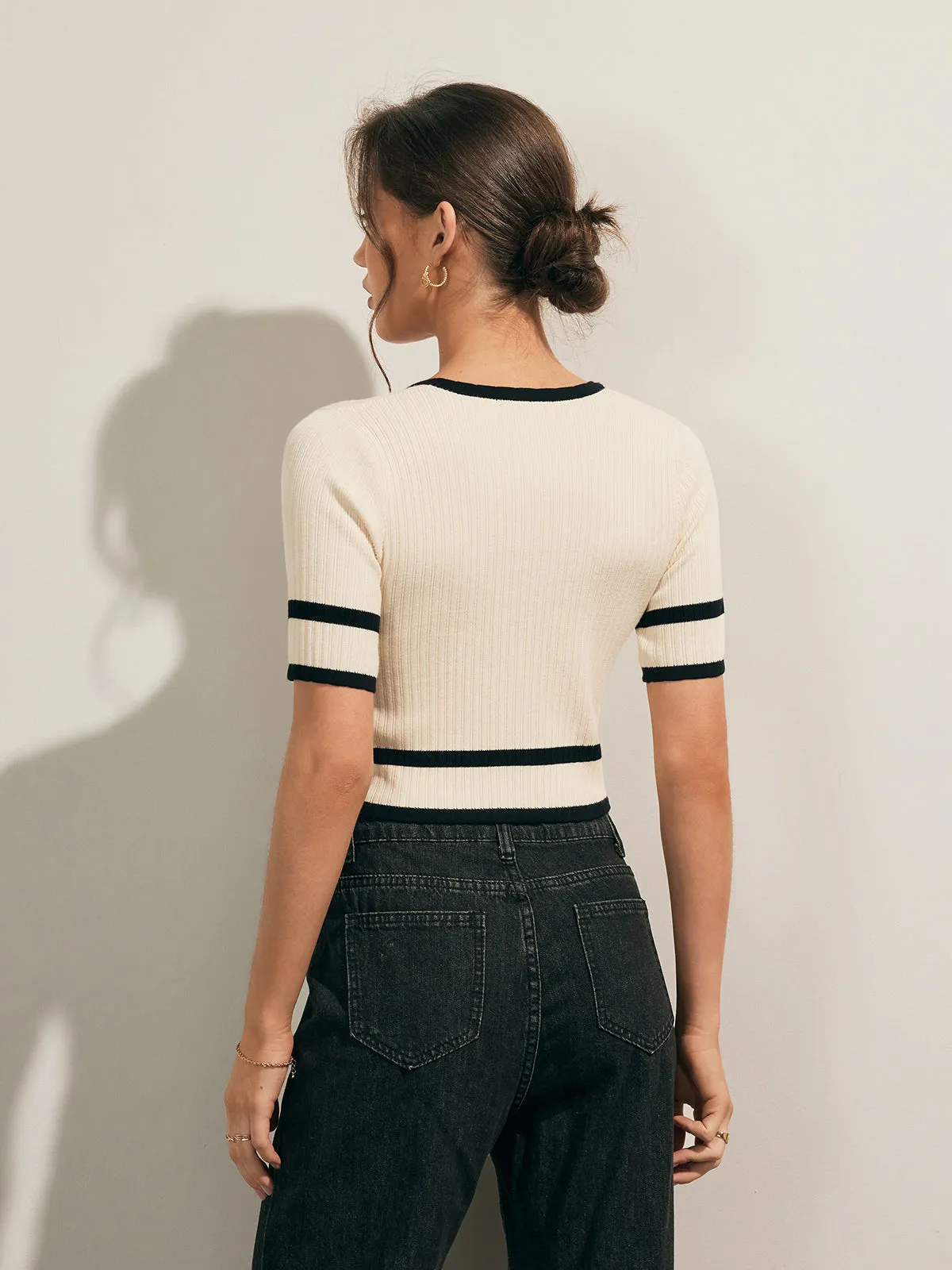 Classic Contrast Knit Top sold by COMMENSE product image thumbnail 4