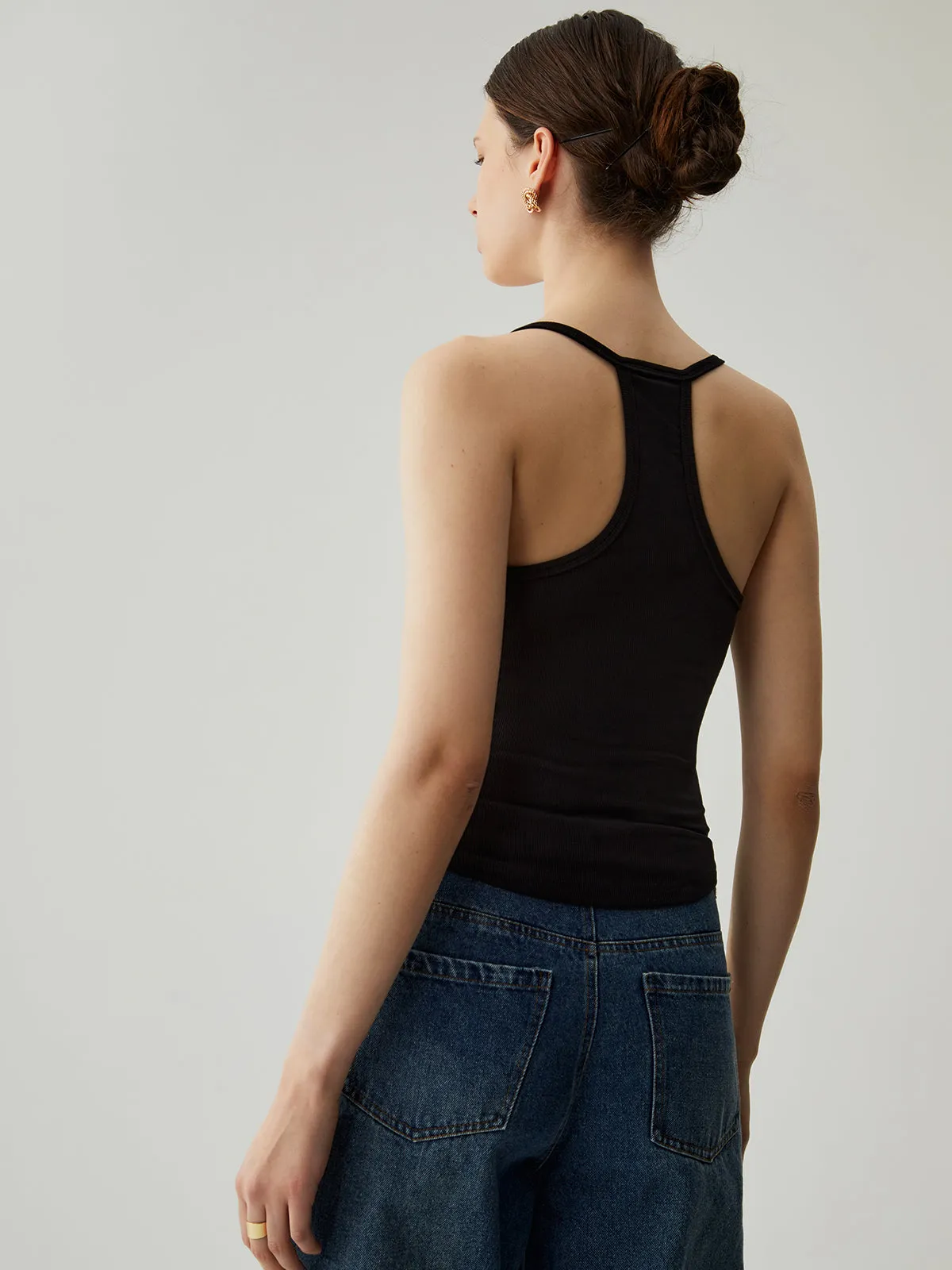 Solid Cut Out Halter Neck Top sold by COMMENSE product image thumbnail 4