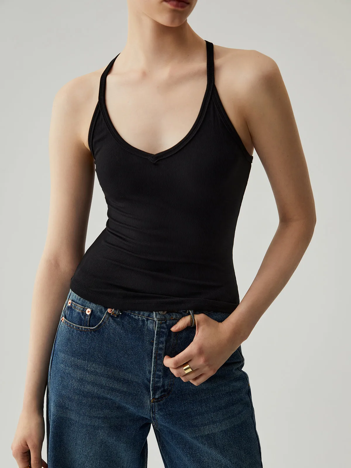 Solid Cut Out Halter Neck Top sold by COMMENSE product image thumbnail 5