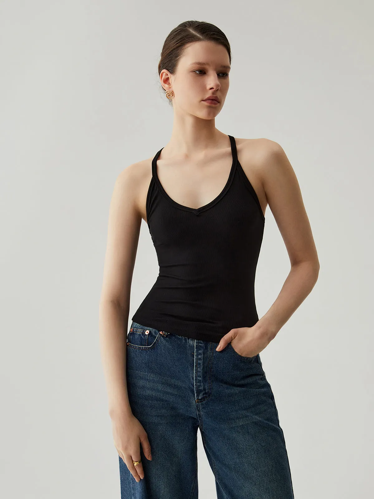 Solid Cut Out Halter Neck Top sold by COMMENSE product image thumbnail 3